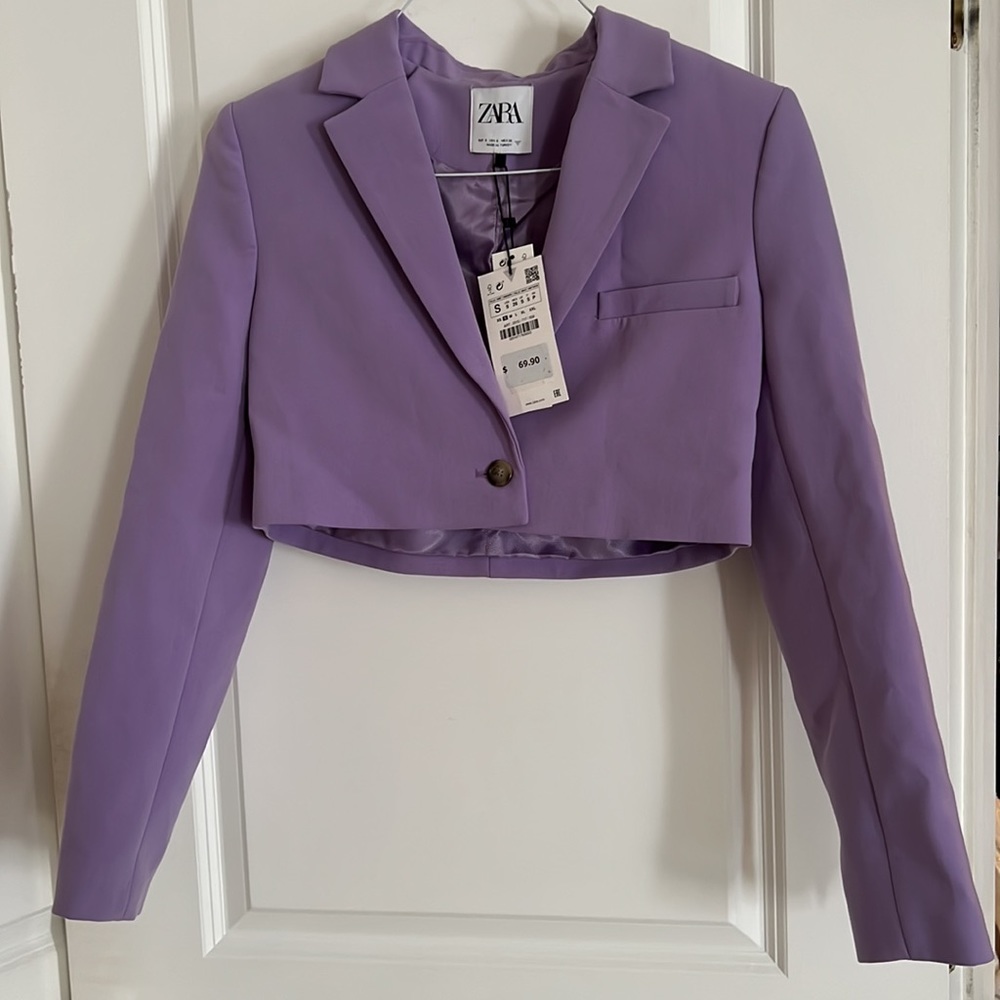 BNWT Zara Cropped Blazer Lilac/Lavender